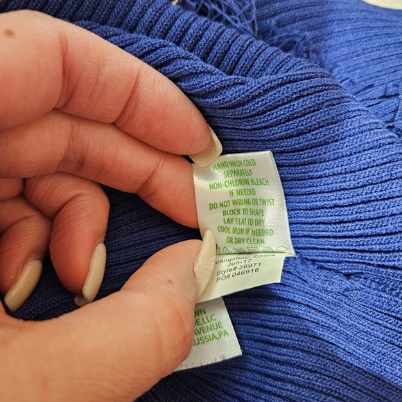 Lilly Pulitzer Lucera Sleeveless Blue Ribbed Sweater Mini Dress Fringe Fitted XL - Picture 9 of 10